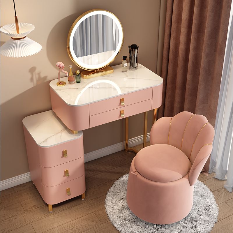 Contemporary Stone Vanity Dressing Table Bedroom Makeup Vanity Desk with Drawer
