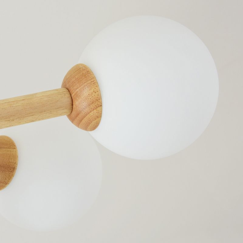 Minimalist Round-Shaped Chandelier Light Wood Bedroom Chandelier Lighting Fixture in White