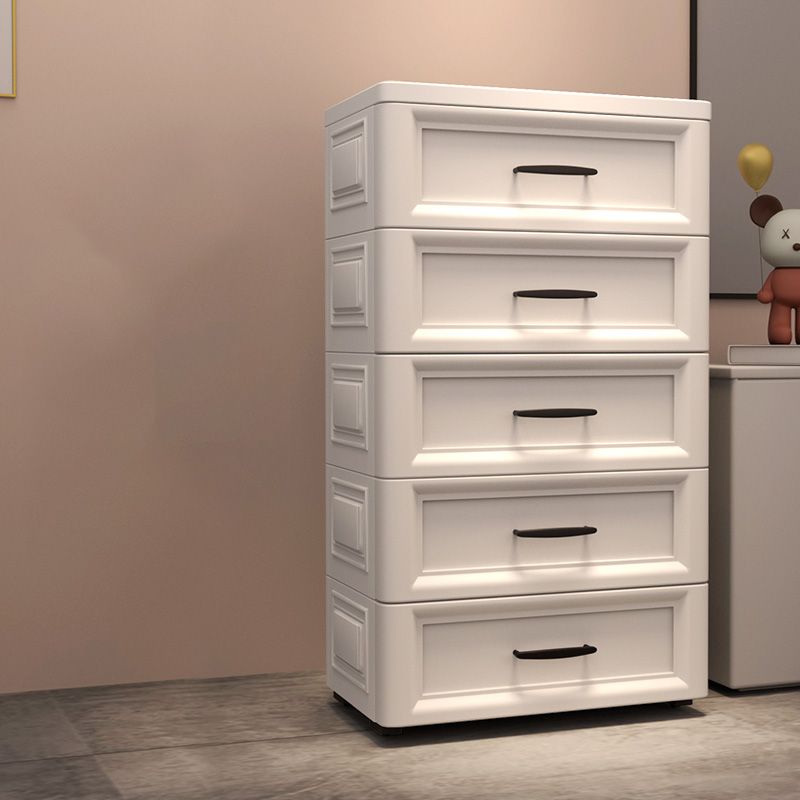 Vertical Plastic Modernism Nursery Dresser with 5 Drawers for Bedroom