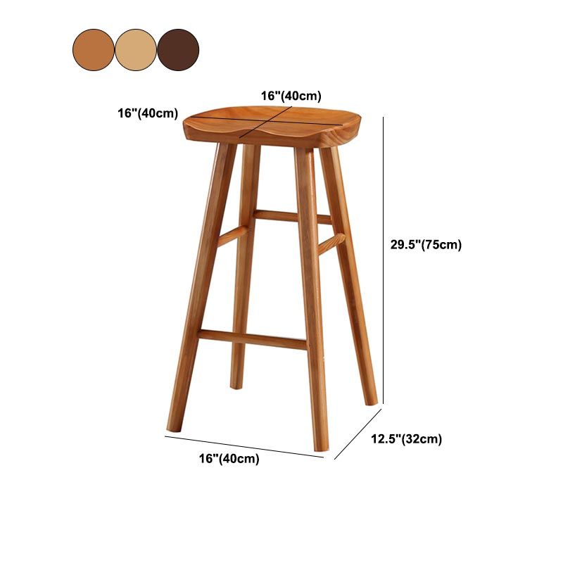Industrial Contoured Seat Backless Solid Wood Bar Stool for Restaurant