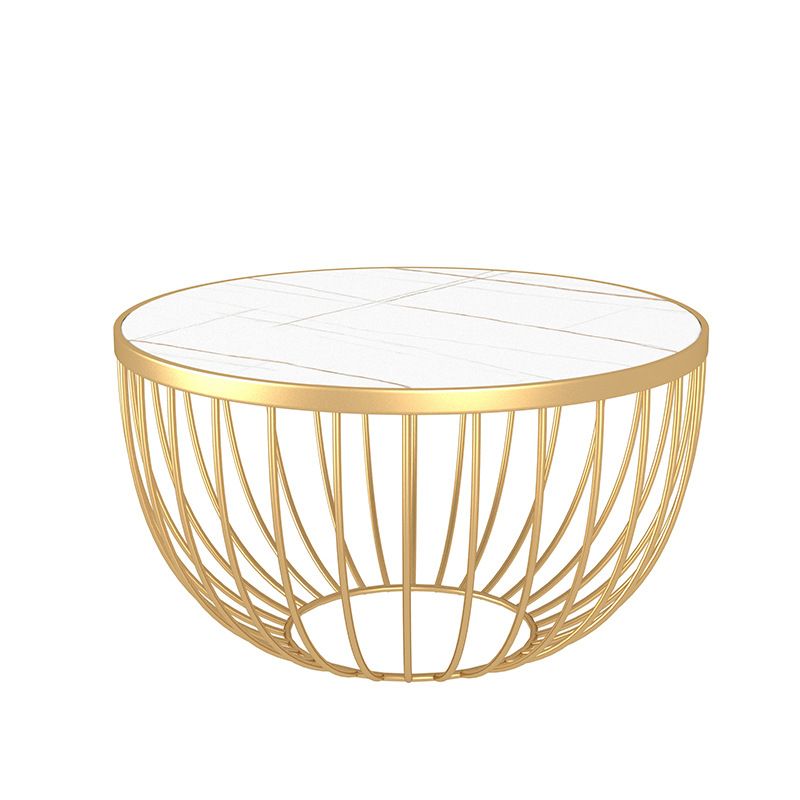 Single Slate Drum Coffee Table Modern Minimalist Round Coffee Table