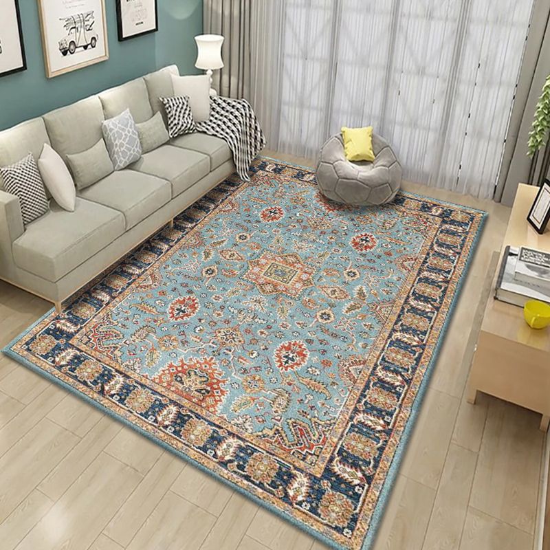 Multicolor Traditional Indoor Rug Polyester Floral Pattern Rug Non-Slip Backing Indoor Rug for Living Room