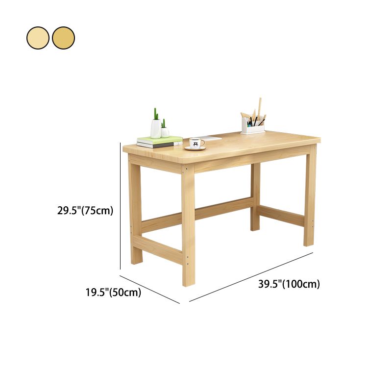 Modern H-shape Base Office Desk Rectangle Solid Wood Task Desk