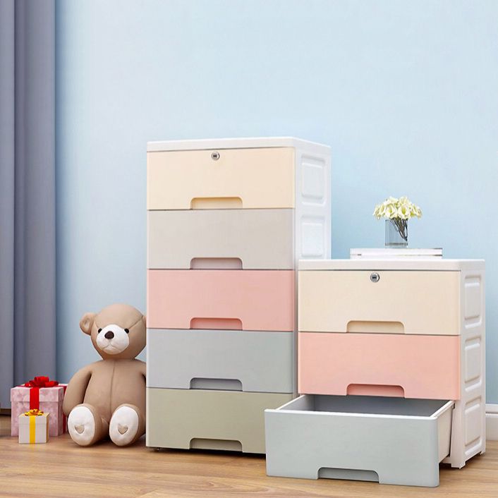 Contemporary Plastic Storage Cabinet With Drawer Non-Hanging Armoire