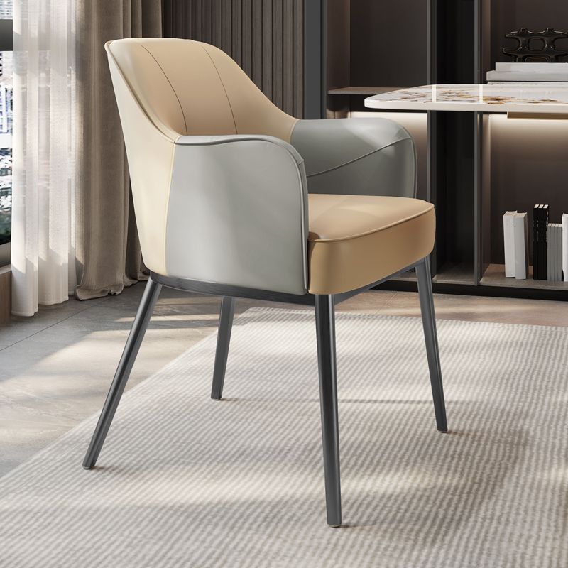 Industrial Style Arm Chair Faux Leather Dining Arm Chair for Bedroom