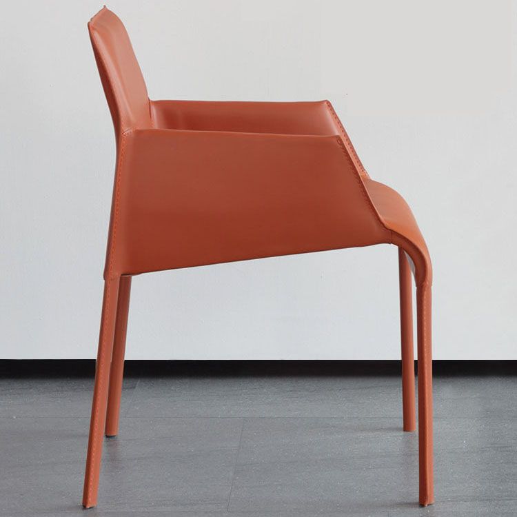 Leather Matte Finish Dining Chair Designer Style Home Solid Back Arm Chair