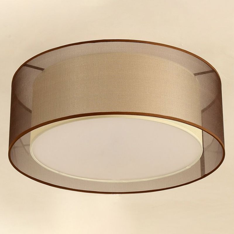 Coffee Flush Mount Lighting Fixture Minimalist-Style Fabric Geometrical Close to Ceiling Lamp