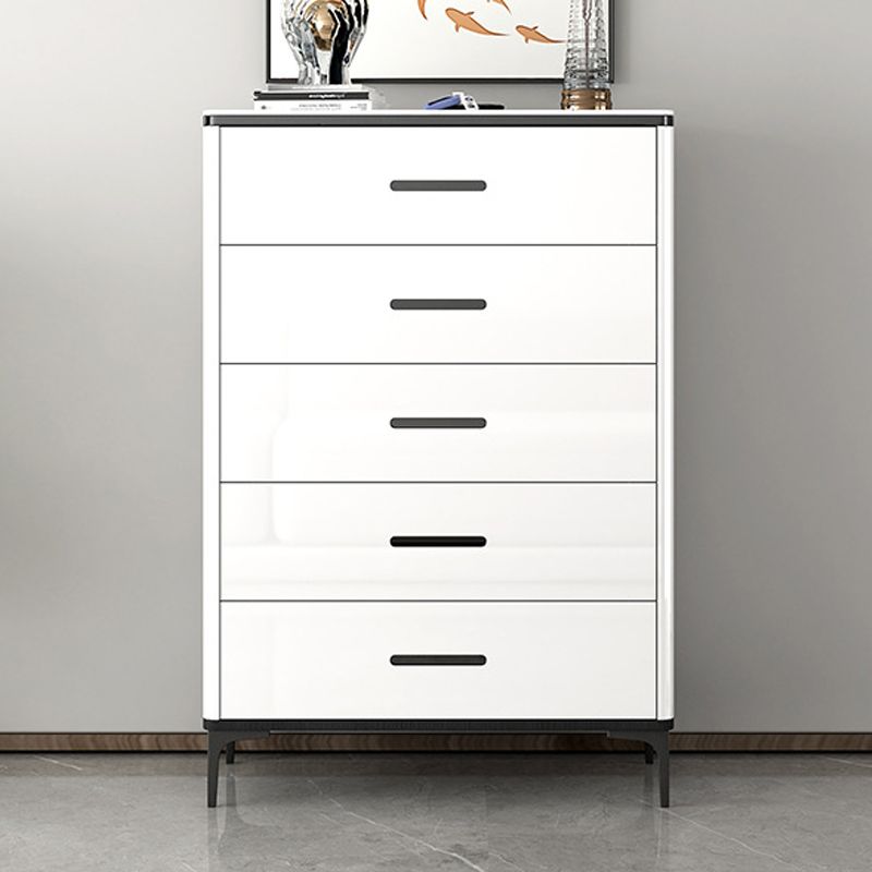 Contemporary Chest White Double Dresser with Metal Feet for Home