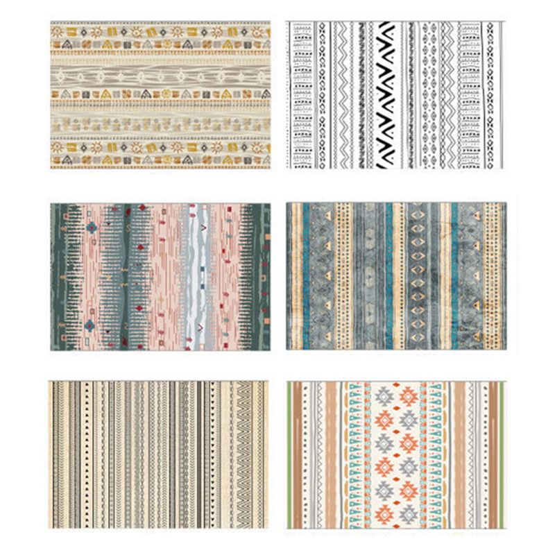 Light Color Bohemian Area Carpet Polyester Southwestern Print Indoor Rug Anti-Slip Backing Carpet for Living Room