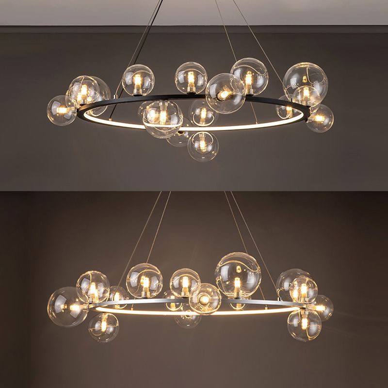 Globe Chandelier Light Fixture Modern Clear Glass Pendant Lighting for Restaurant