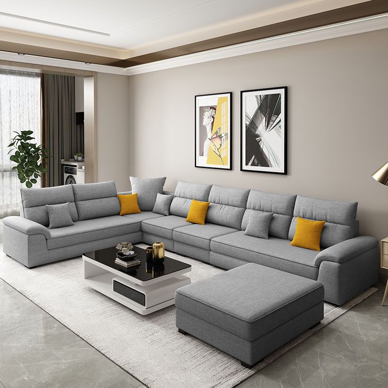 U-Shaped Sofa Sectional Pillow Top Arm Sectional Sofa Set with Pillows
