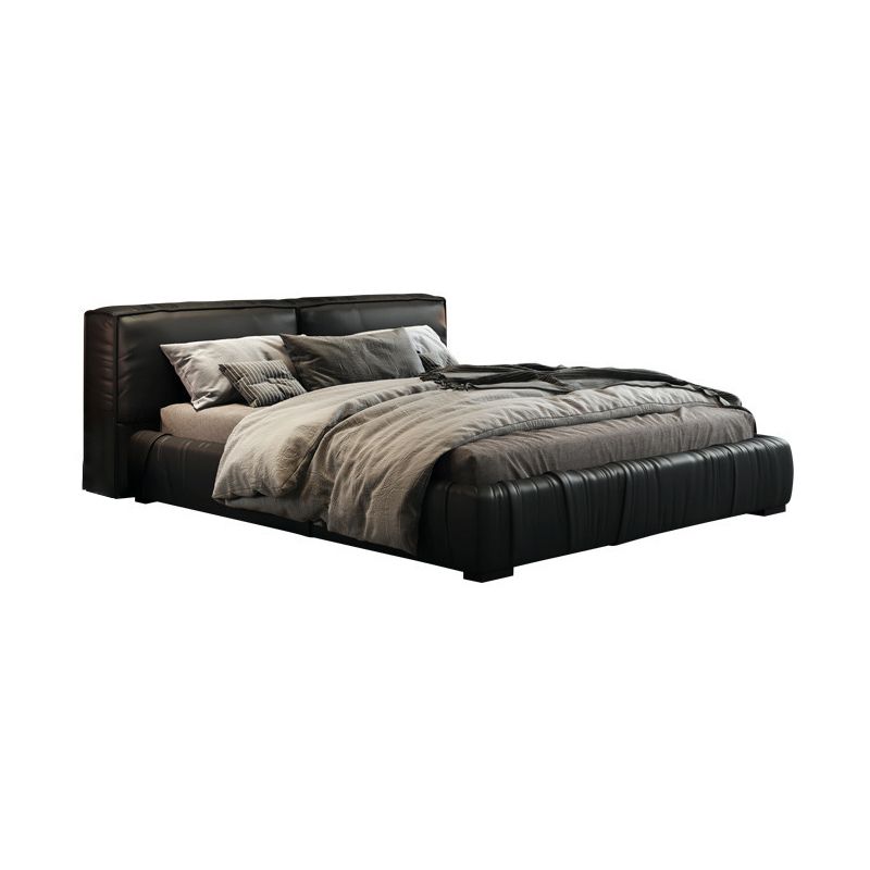 Contemporary Solid Wood with Headboard Rectangular Panel Bed Frame