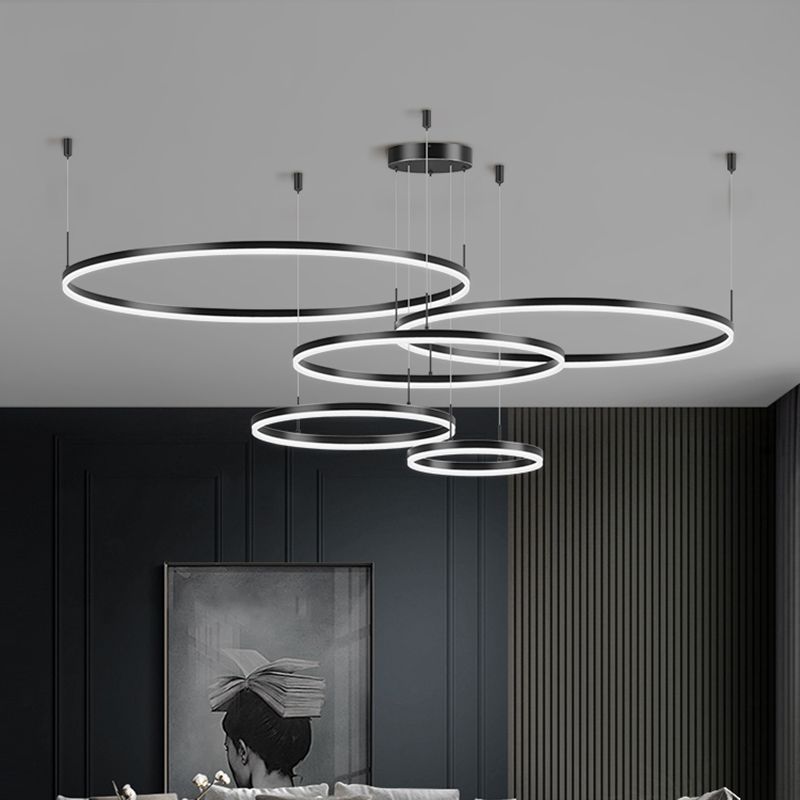 Modern Circle Hanging Pendant Lights Metal Chandelier Lamp