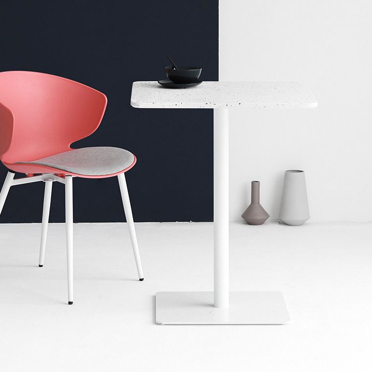 Metal Industrial Square Dining Table Concrete Top Table with Pedestal Base