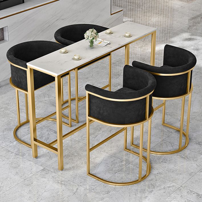 Metal and Marble Rectangular Table, Industrial Style Minimalist Corporate Pantry Bar Table