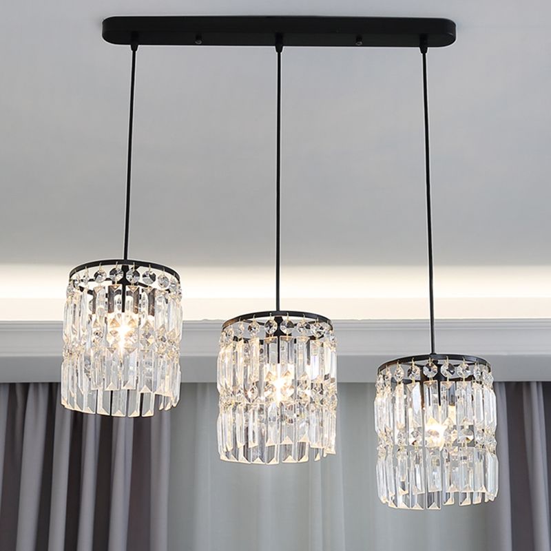 3 Heads Crystal Hanging Light Contemporary Pendant Lighting for Living Room