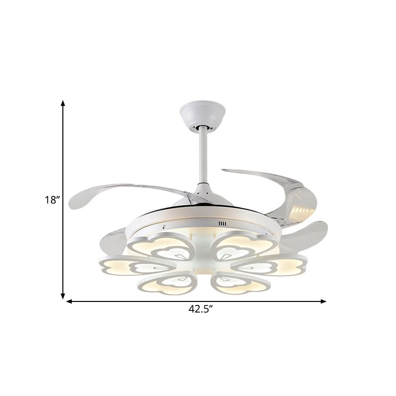 42,5 "breites weißes Herz/Blatt/Schnecke halb Flush modern