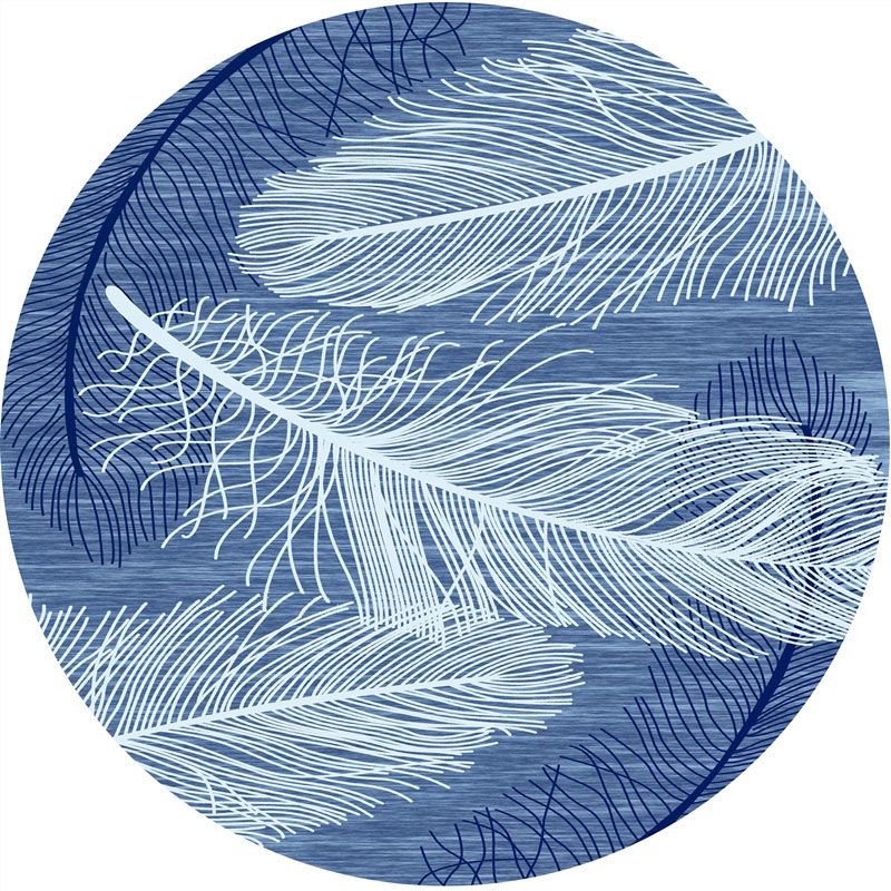 Round Multicolor Modern Area Rug Polyester Feather Carpet Anti-Slip Backing Rug for Home Decoration