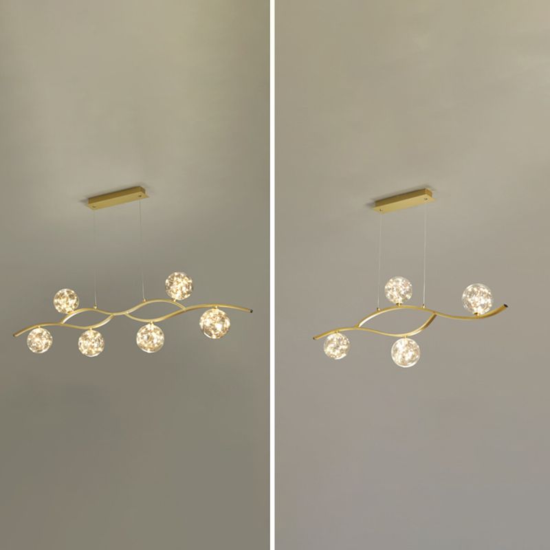 Pendants contemporains pour l'îlot de cuisine Éclairage pendentif linéaire en or