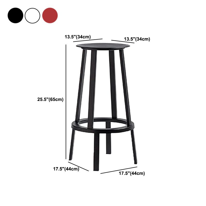 Contemporary Backless Barstool Round Seat Armless Bar Stools with 4 Metal Legs