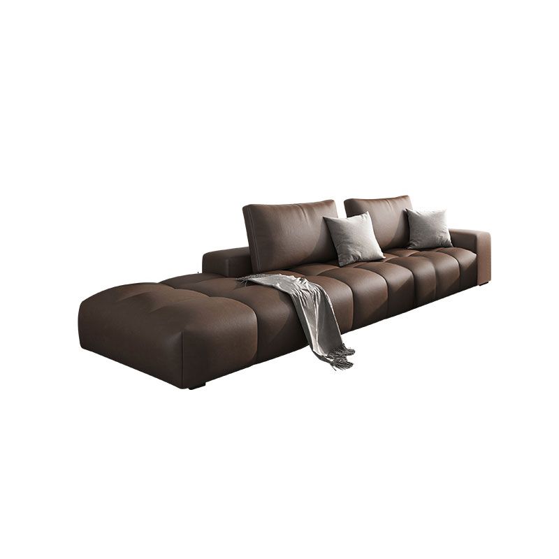 American Traditional Faux Leather Cushions Sectionals 37.4"High Square Arm Sofa,Dark Brown