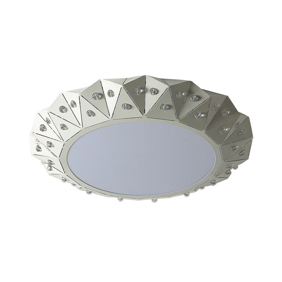 Gefacetteerde ronde Flushmount Licht met witte ijzeren schaduw warm/wit licht modernisme led foyer plafond licht, 16.5 "/22.5" breed