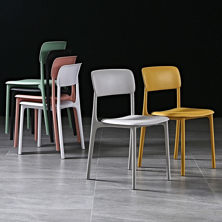 Modern Style Plastic Dining Chairs Open Back Dining Stackable Side Chairs for Kitchen