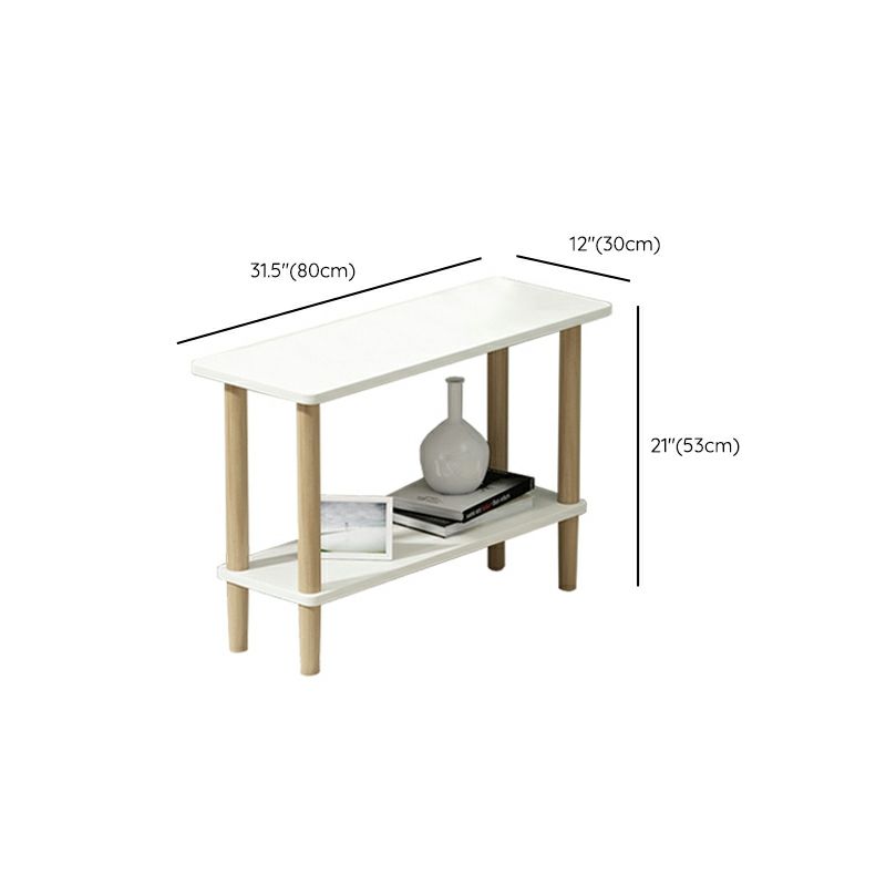 Modern Wood End Slide Table 2-Tier Corner Table with Storage