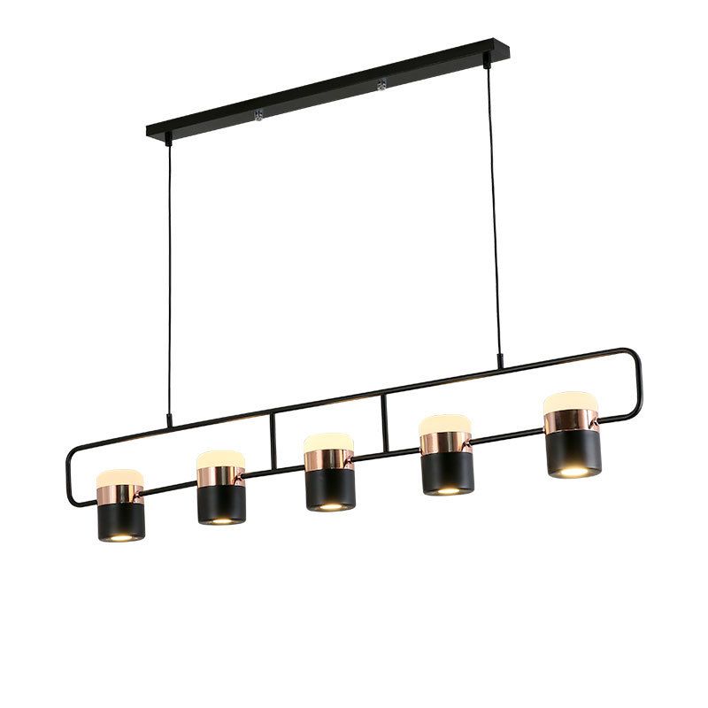 Minimalismo moderno rettangolo isola illuminazione a sospensione LED LED Cilindro sfumatura Il soffitto dell'isola per soggiorno per soggiorno