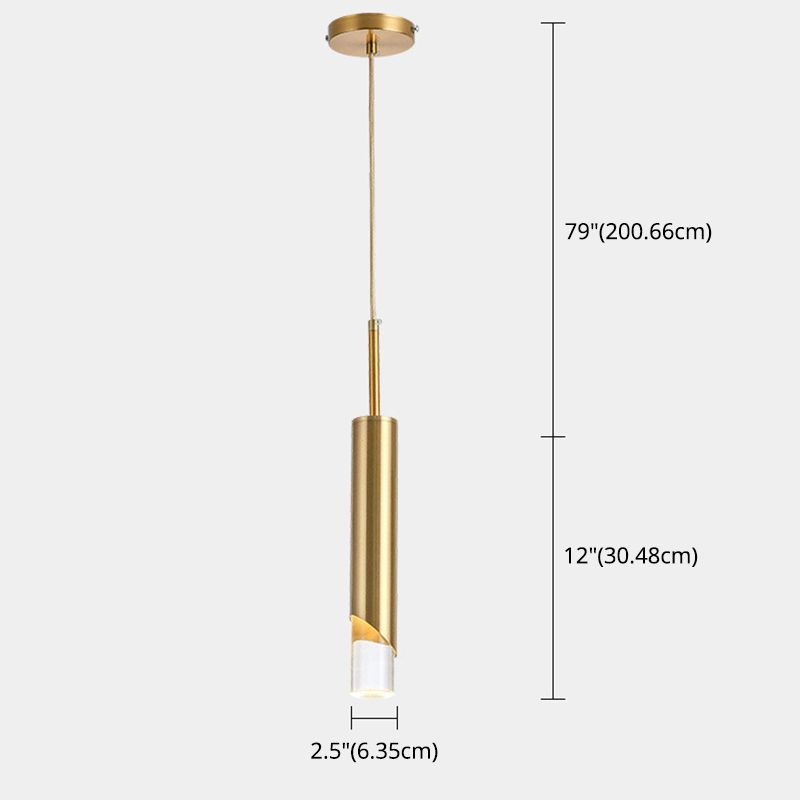 Electroplate Metal LED Pendant Light in Modern Creative Style Acrylic Cylindroid Hanging Lamp