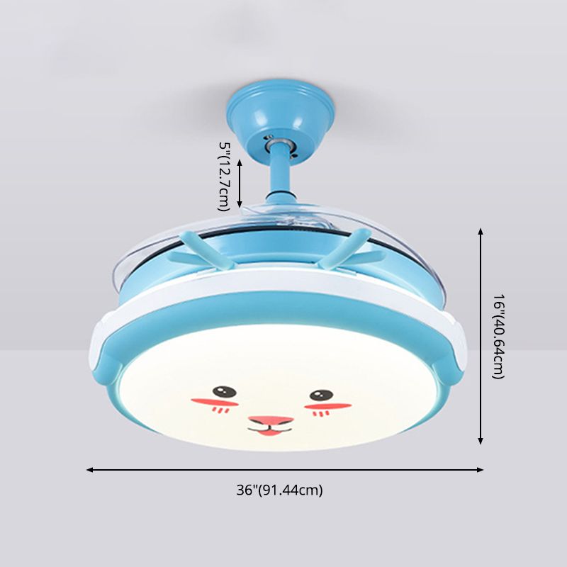 Drum Shade Hanging Lüfter Lampe Cartoon Acryl-Kindergarten-LED Semi Flush-Mount Light