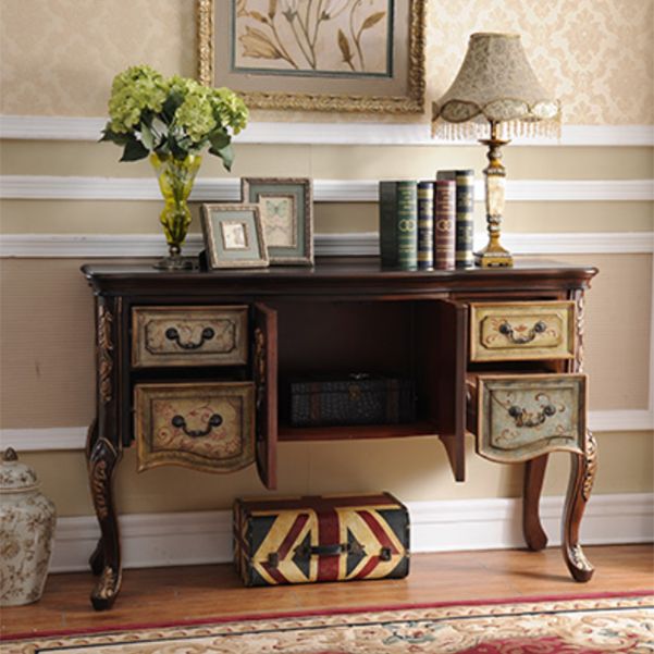 Victoria Wooden Accent Table Free Form Console Sofa Table for Hall