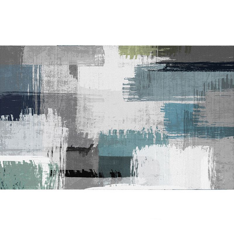 Artistic Nordic Style Rug Multi-Color Abstract Watercolor Print Rug Pet Friendly Stain Resistant Non-Slip Rug for Home Decor