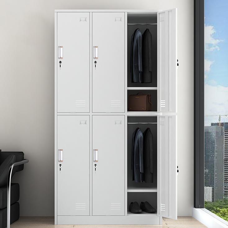 White Steel Wardrobe Armoire Contemporary Hinged Wardrobe Cabinet
