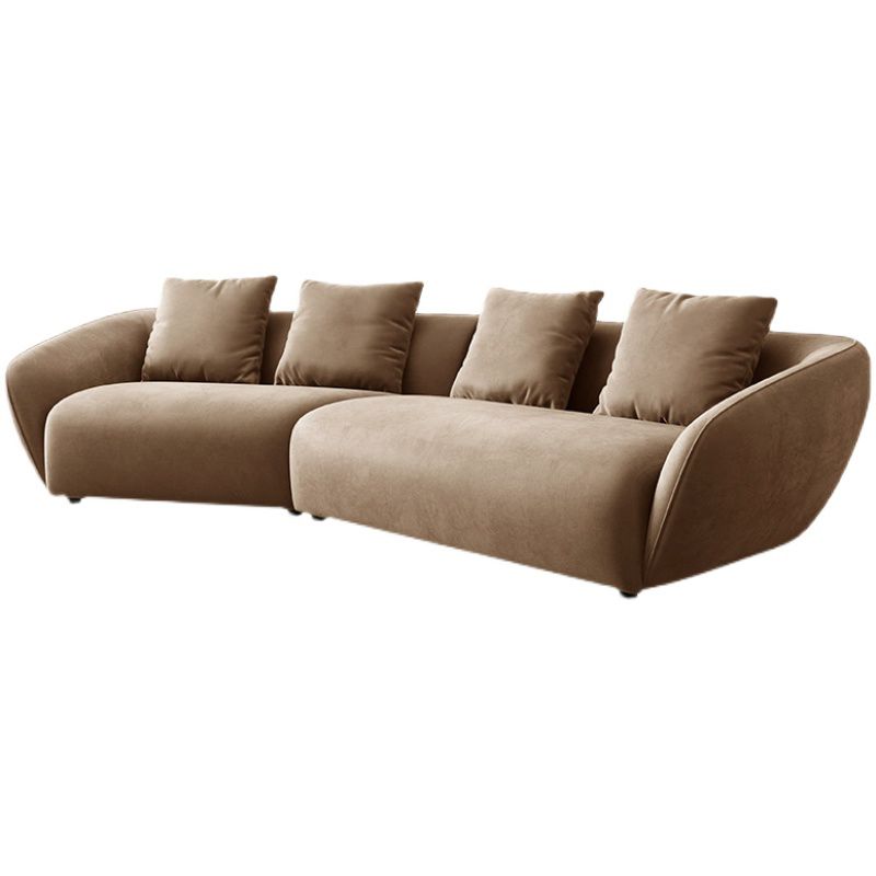 Nordic Wooden 3 Seater Sofa Chaise Dark Brown Sloped Arm Sofa