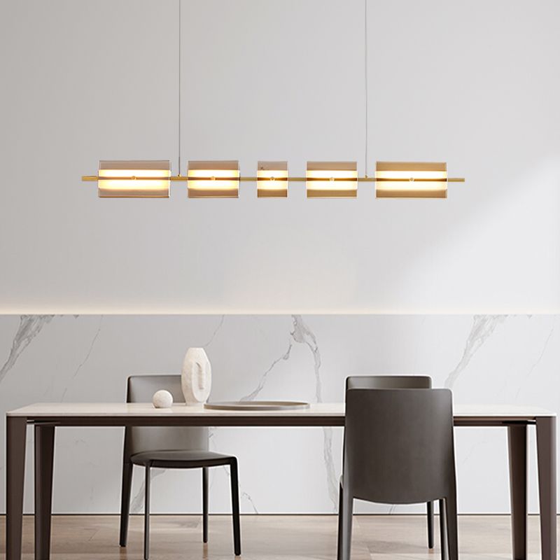 LED Island Light Multi Lights Island Hanging Light with Glass Shade for Dining Room