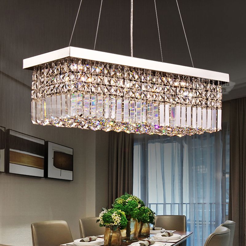 Modern Style Island Light Clear Crystal Chandelier Lamp for Living Room