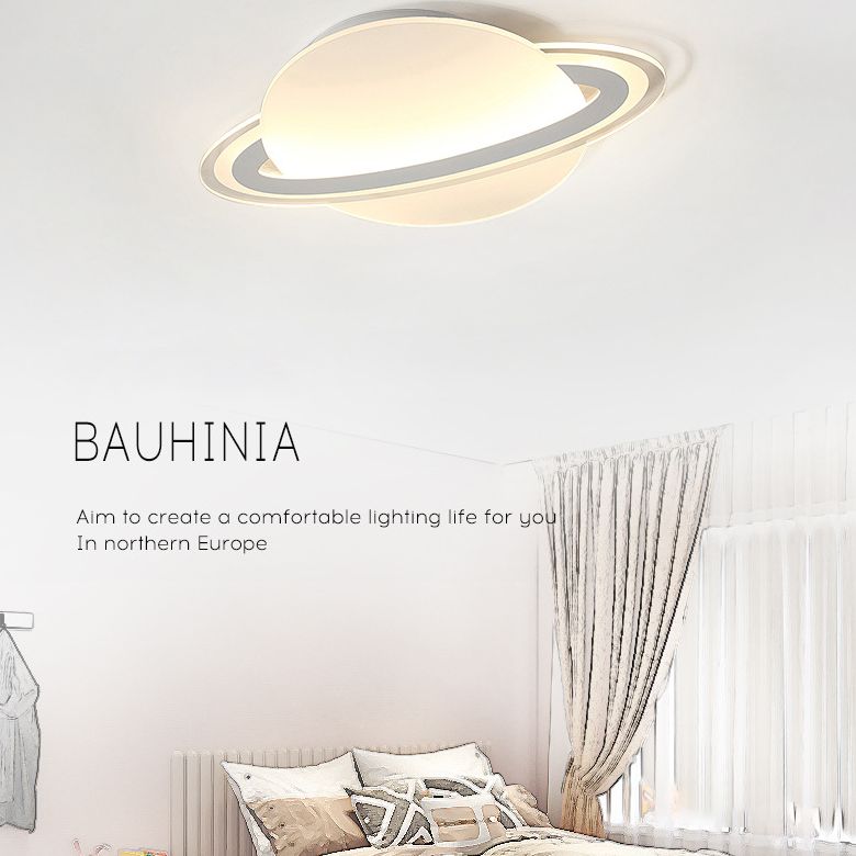 Nordic Acrylic Flush Mount Light Fixture White Saturn LED Flush Mount Spotlight for Kids Bedroom