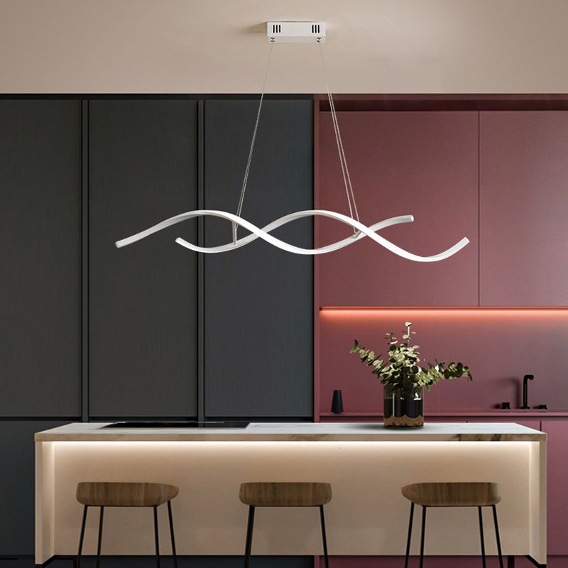 Twisted Line Dining Room LED Hanging Light Aluminium Simplicity Island Chandelier Light