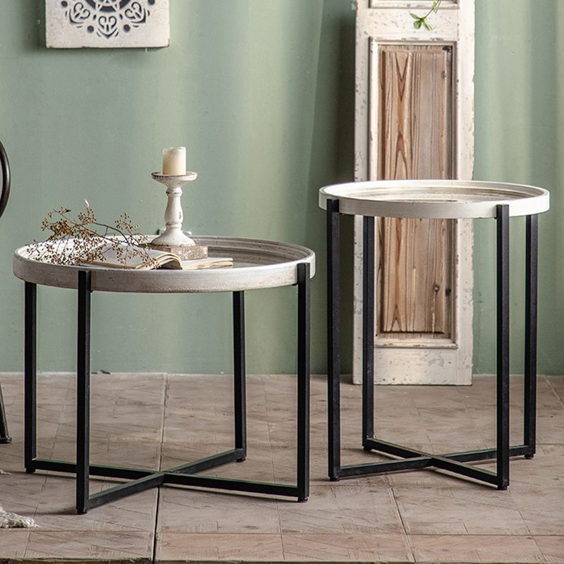 French Country Side Table Glass Top Single Accent Side Table