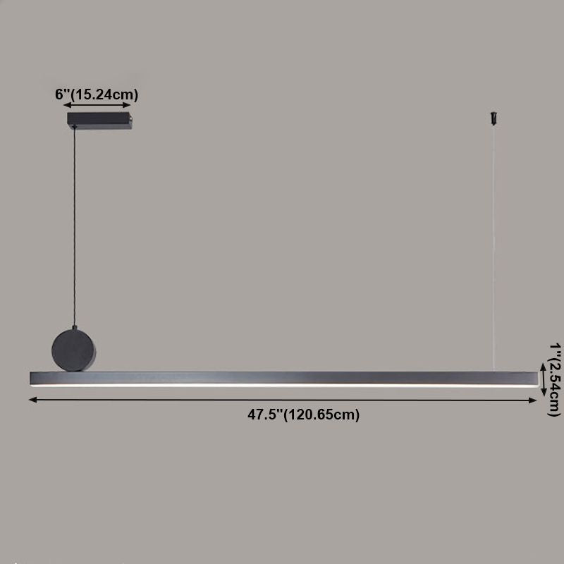 Lineare Inselleuchte moderne Metall -Einzelhellinsel Deckenleuchte in Schwarz