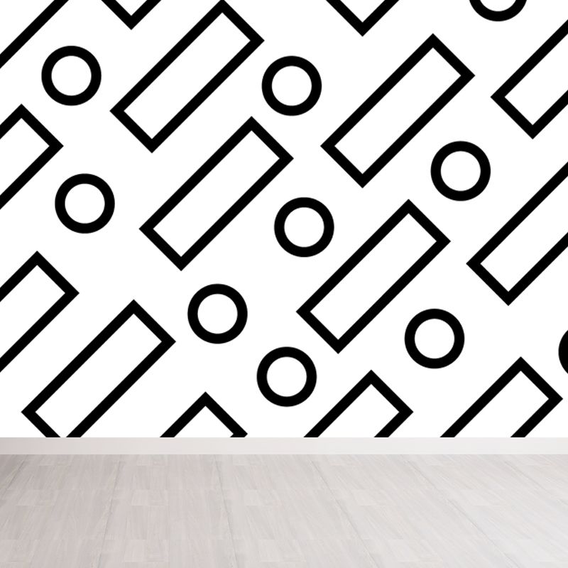 Black and White Geometric Mural Decal Waterproofing Modern Kids Bedroom Wall Decor