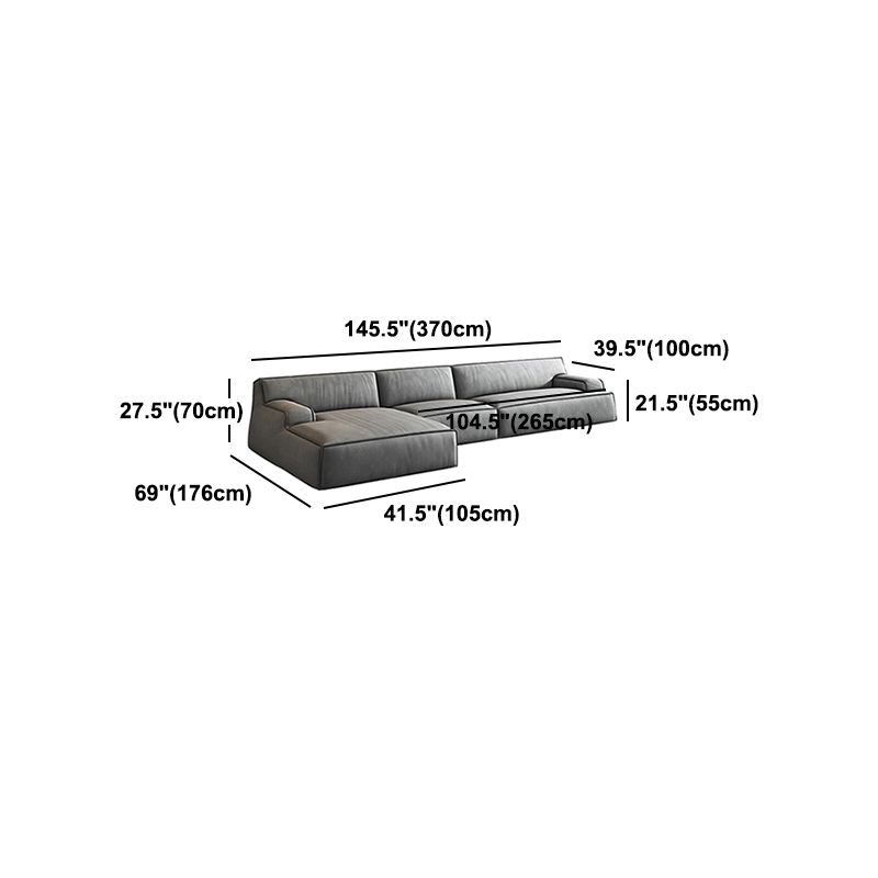 Recessed Arm Modular/Stationary Furniture Sectionals in Grey