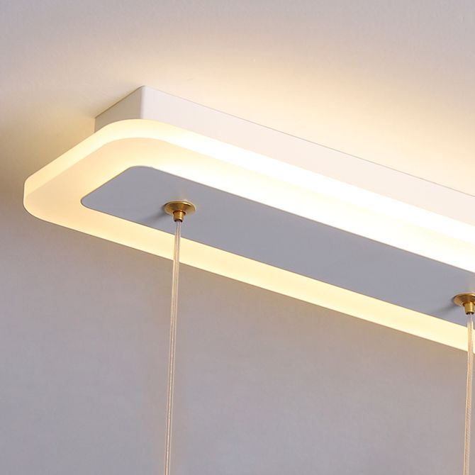 White Simplicity Long Strip LED Island Light Orb Mini Pendant Light + Spotlight Design Dining Room Creative Lighting Fixture