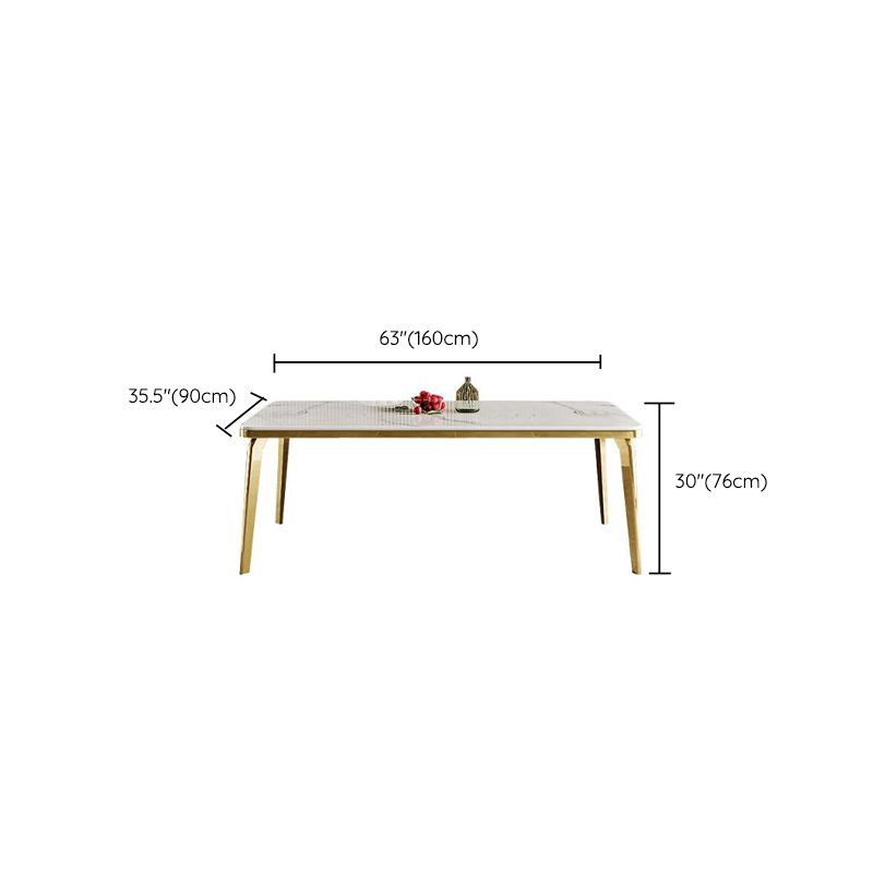 4 Legs Dining Table Luxury Rectangle Marble Home Dinette Table