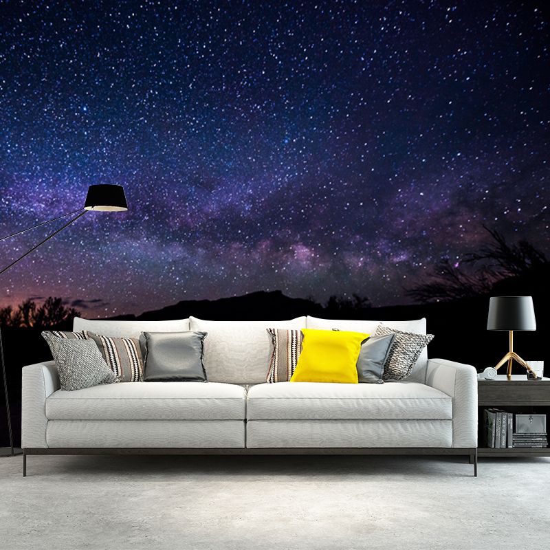 Stunning Galaxy Sky Wallpaper Mural for Bedroom, Blue-Purple, Personalized Print