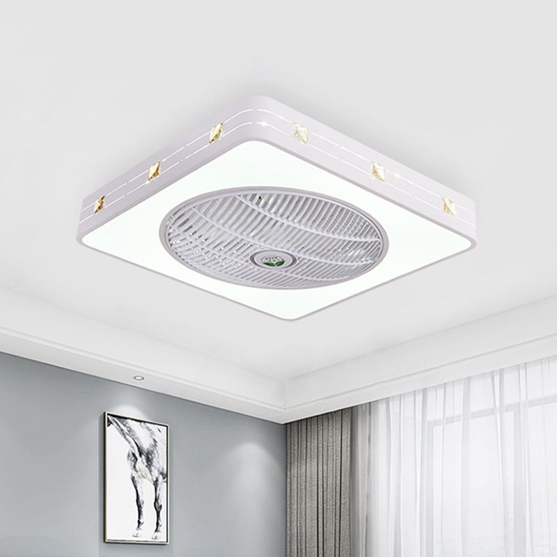 21,5 "" LED de large LED à chasse à chasse plafonnier plafond moderne Métal de métal de la lampe à fans suspendue en blanc, 3 lames