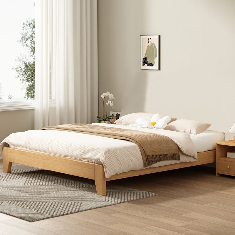 Contemporary Natural Mattress Included Solid Wood Solid Color Standard Bed