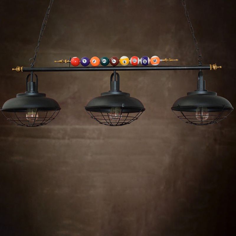 Bowl Shade Billiards Light Industrial Style Metal Island Light Fixture for Restaurant