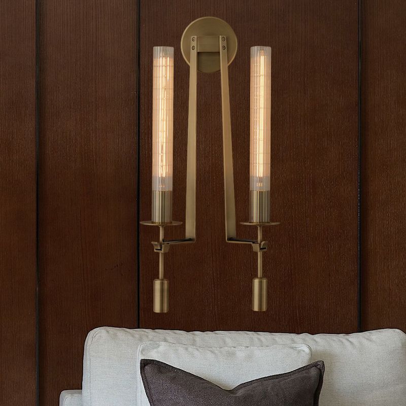 Tube Bathroom Wall Mount Light Minimalist Metal 1/2-Head Brass/Black/Chrome Sconce Lighting Fixture